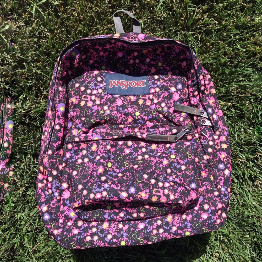 Pink Floral Jansport Backpack ✨